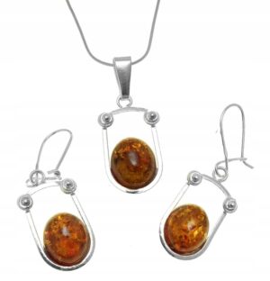 Srebrny komplet kolczyki wisiorek łańcuszek