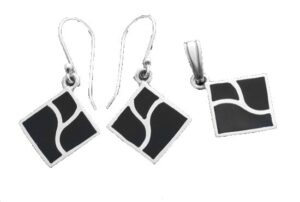 Srebrny klasyczny komplet z onyksem